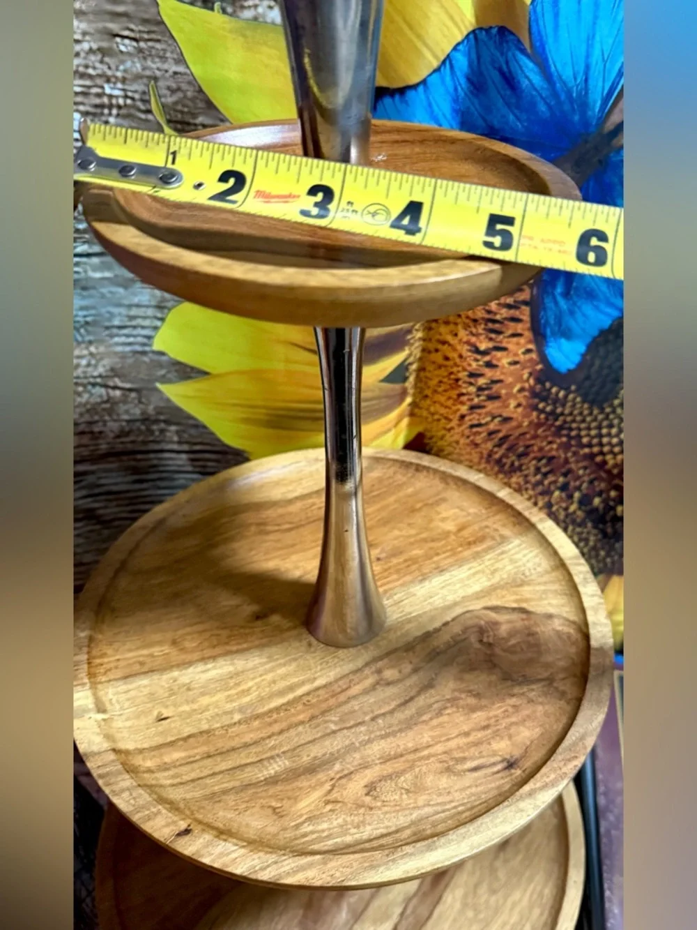 3 Tier LARGE Serving Tray Lazy Susan Rustic Boho Display